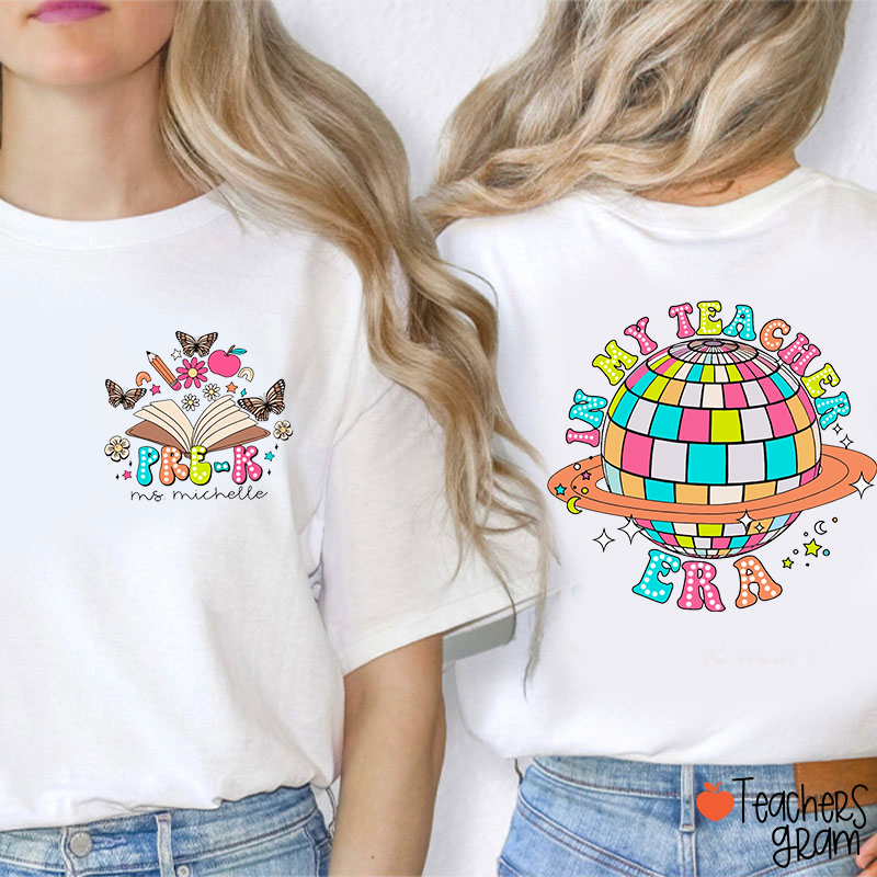 Personalized Colorful Pattern In My Teacher Era Teacher Two Sided T-Shirt