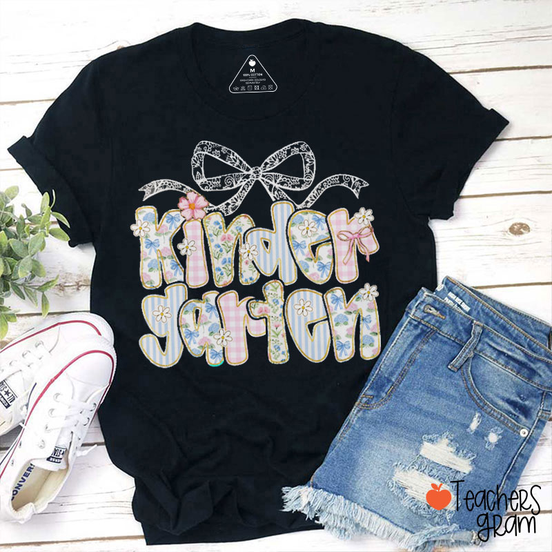 Personalized Lace Floral Print Grade Teacher T-Shirt
