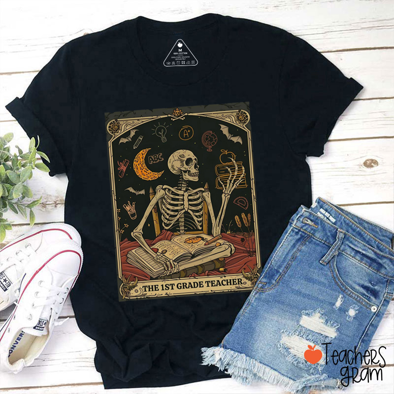 Personalized Grade Skeleton Tarot Dark Academia Teacher T-Shirt