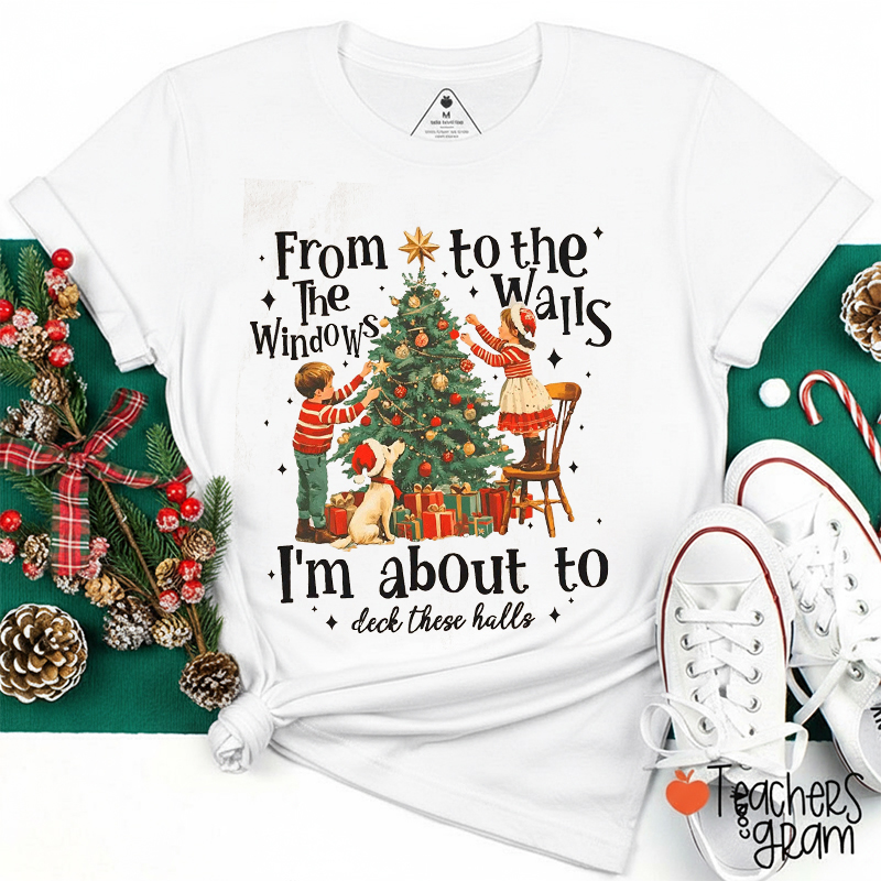 From The Windows To The Walls Christmas Tree Teacher T-Shirt