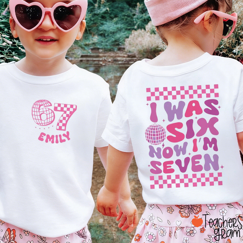 Personalized I Was 6 Now I’m 7 Checkered Class Two Sided T-Shirt