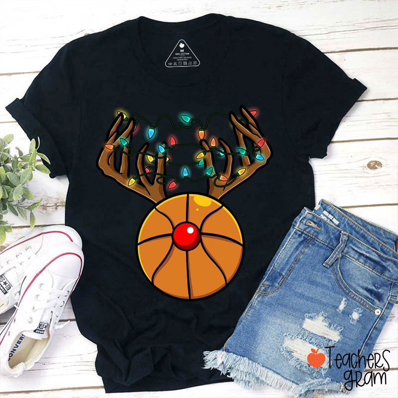 Personalized Sport Reindeer Christmas Teacher T-Shirt