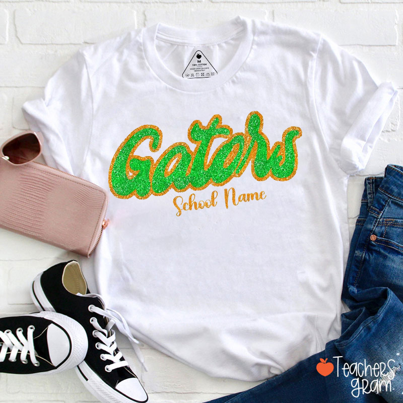 Personalized Mascot Script Text Teacher T-Shirt