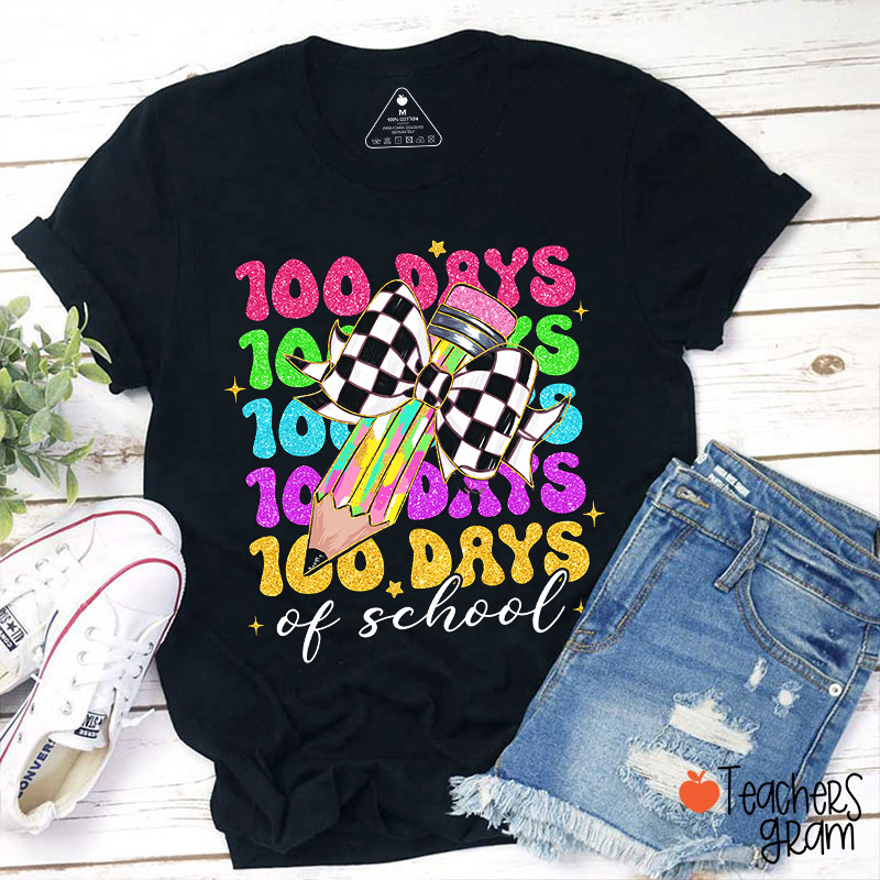 Colorful Glitter 100 Days Of School Teacher T-Shirt