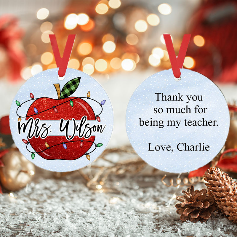 Personalized Thank You So Much For Being My Teacher Ceramic Christmas Ornament
