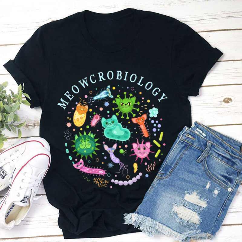 Meowcrobiology Cat Virus Teacher T-Shirt