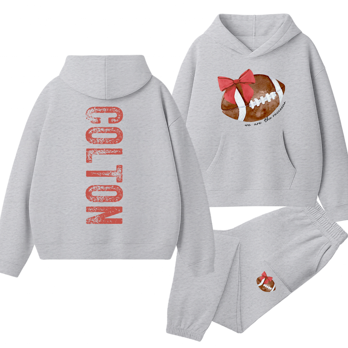 Personalized Mascot And Sport Coquette Bow Teacher Hoodie Set