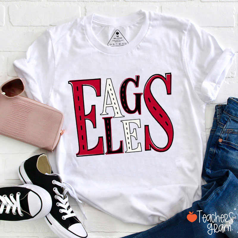 Personalized Mascot School Spirit Design Font Typography Teacher T-Shirt