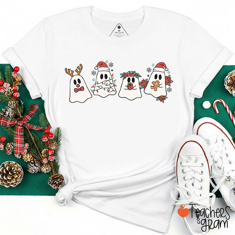 Cute Ghosts In Winter Teacher T-Shirt