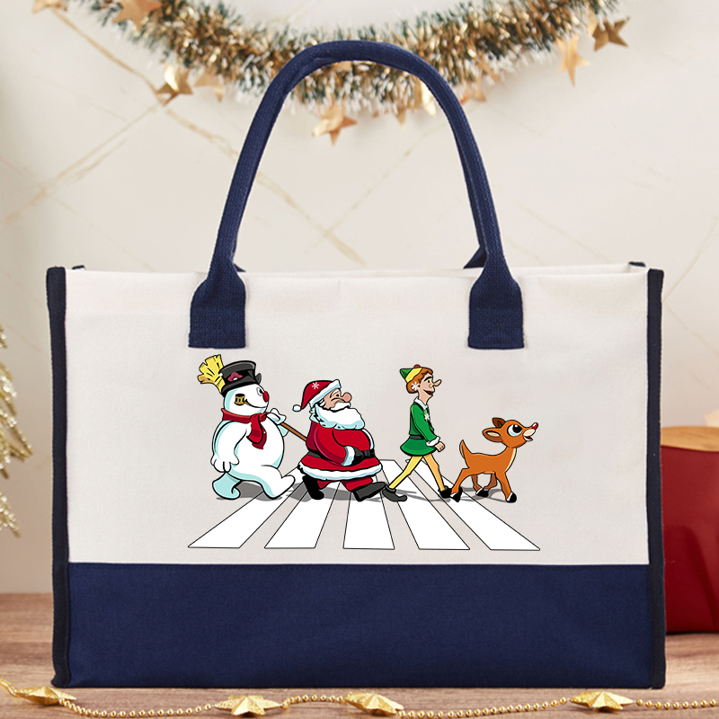 Santa Claus And His Friends Crossing The Road Teacher Cotton Tote Bag
