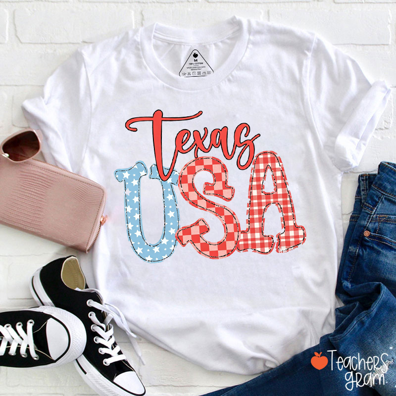 Personalized Mascot USA Patriotic Teacher T-Shirt
