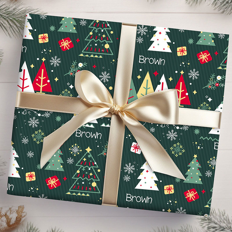 Personalized 5 Sheets Of Christmas Tree Wrapping Paper