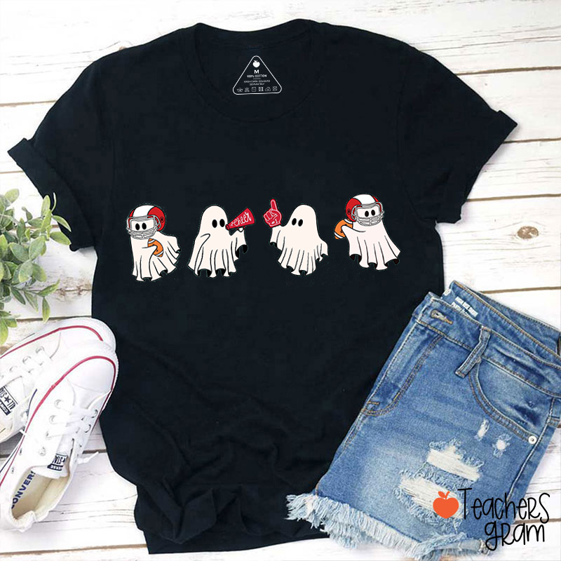 Boo Ghost Football Teacher T-Shirt
