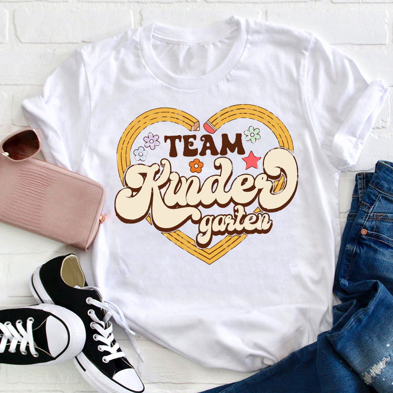 Personalized Love Heart Pencil Team Grade Teacher T-Shirt