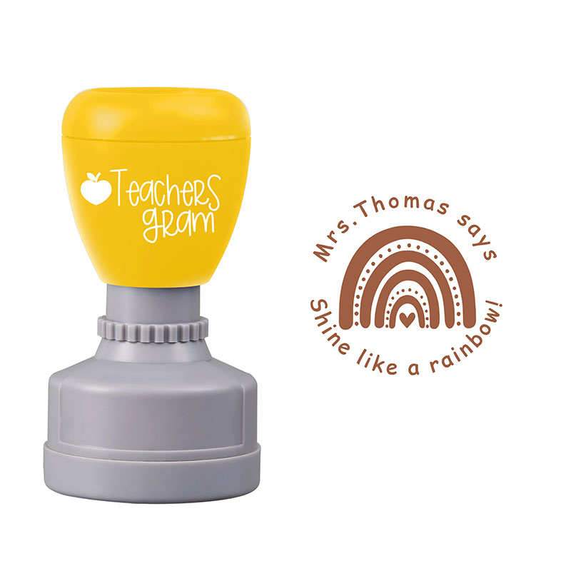 Personalized Shine Like A Rainbow Teacher Stamp