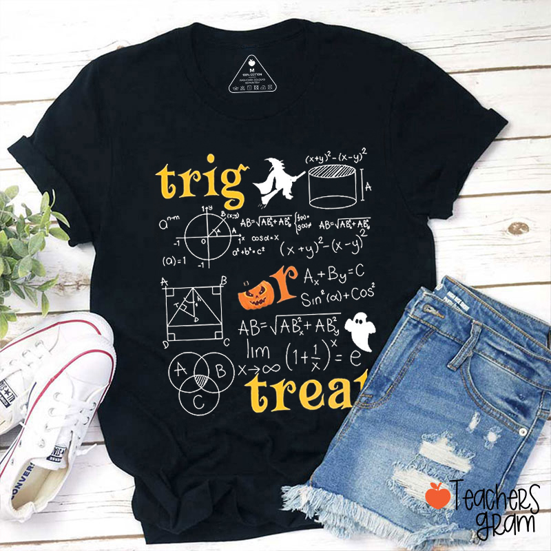 Trig Treat Ghost Halloween Math Teacher T-Shirt