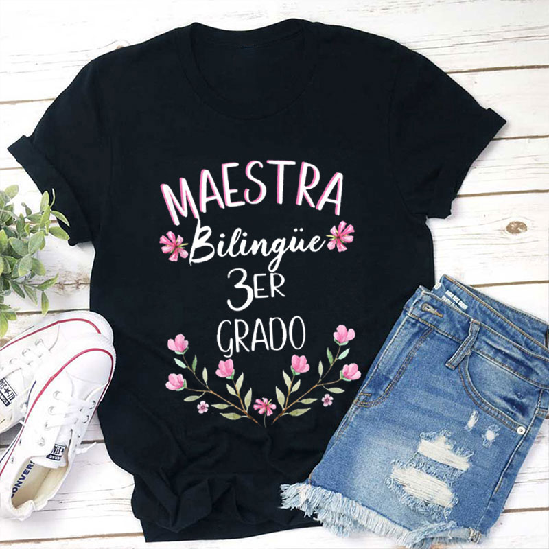Personalised Maestra Bilingue Grado Spanish Teacher T-Shirt