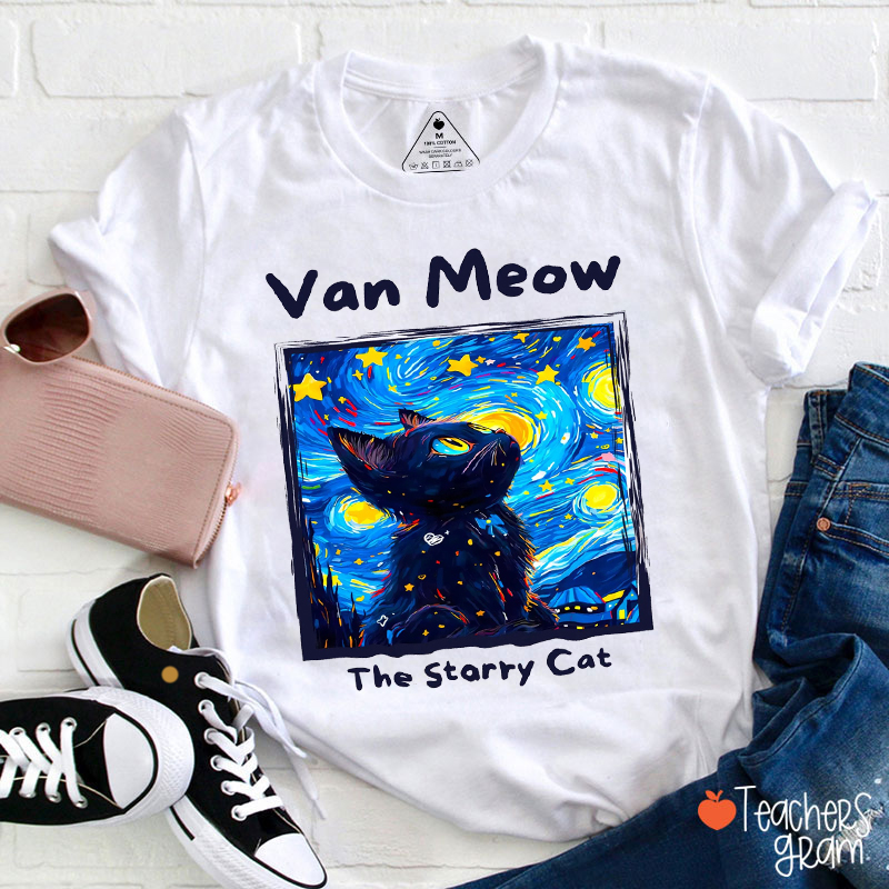 Van Meow The Starry Cat Teacher T-Shirt