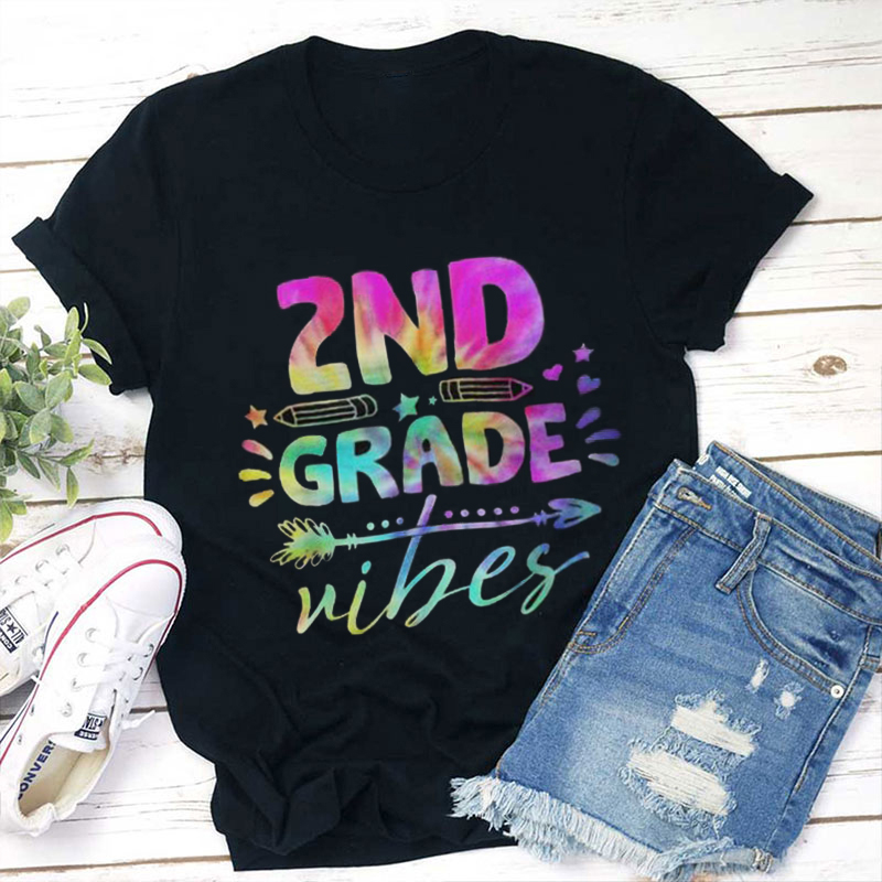 Personalized Class Vibes Tie Dye Back To School Teacher T-Shirt