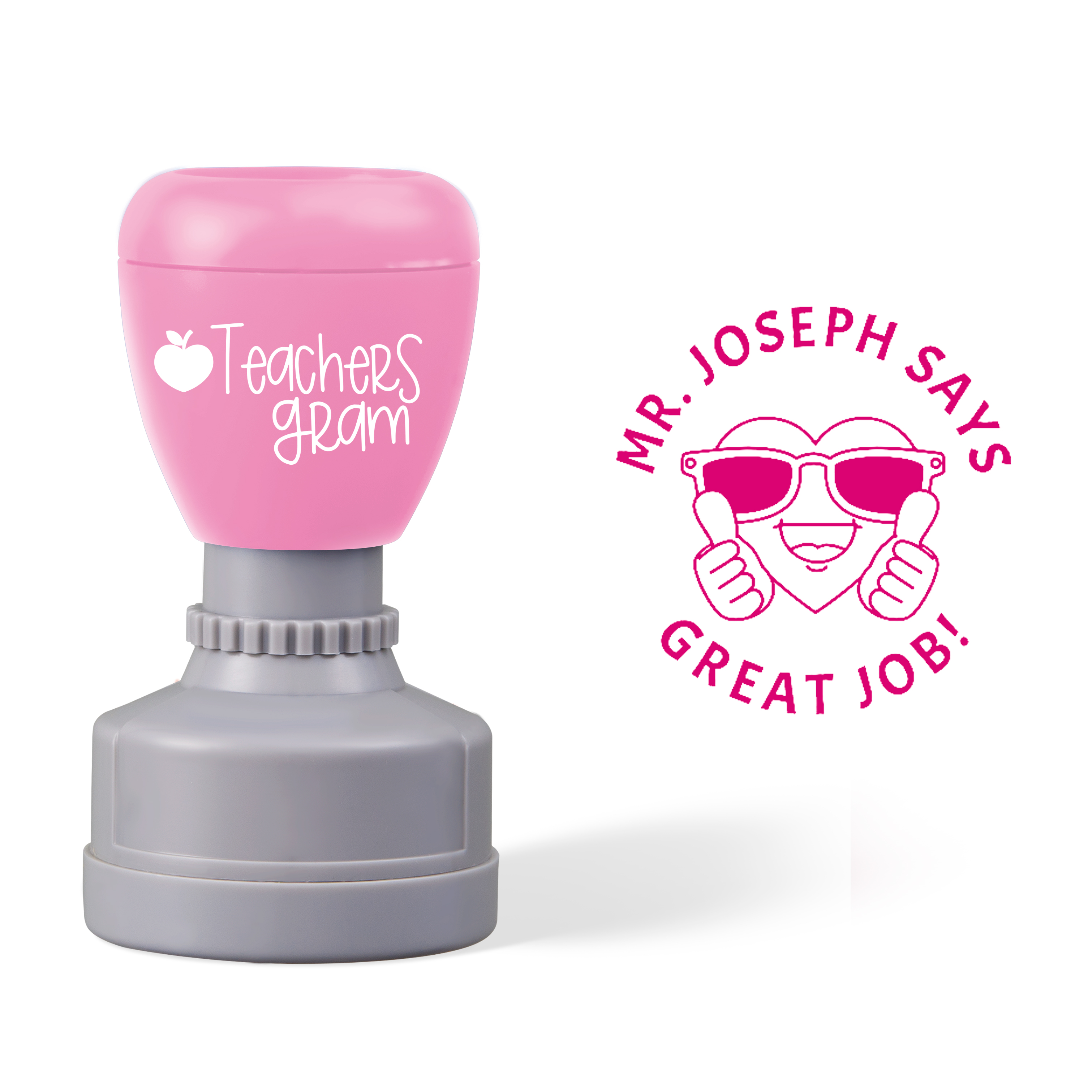 Personalized Name Great Job Cool Face Teacher Stamp