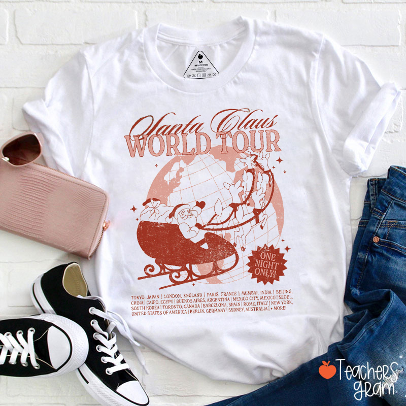 Santa Claus World Tour Teacher T-Shirt