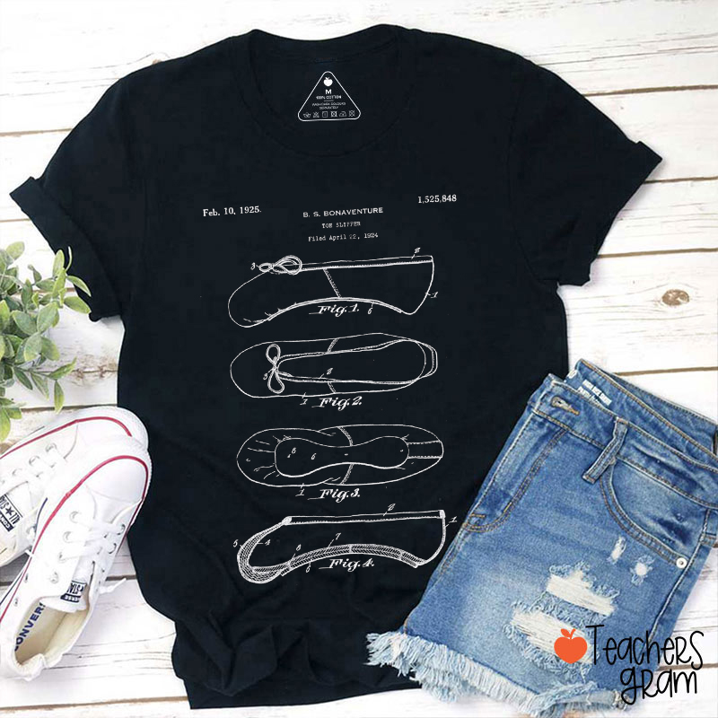 Patent For The Invention Of Ballet Shoes Teacher T-Shirt