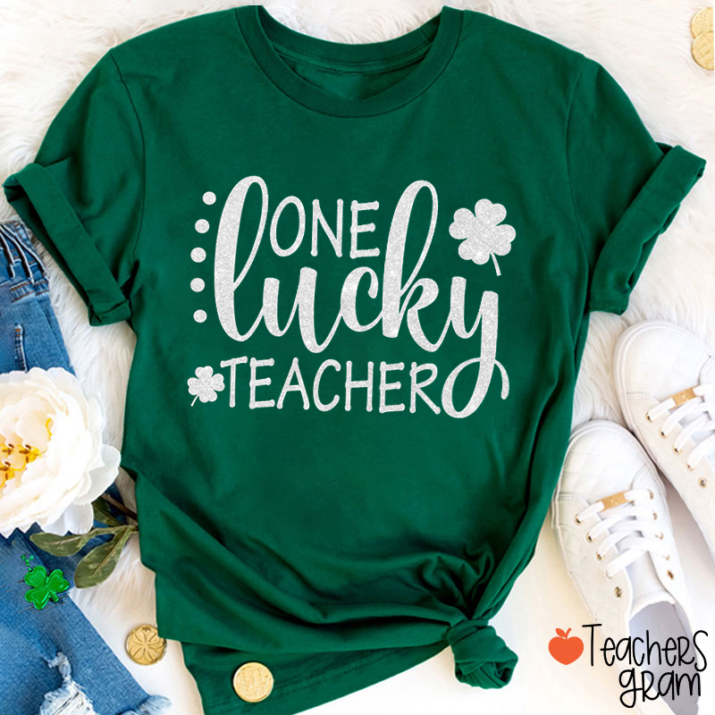 Glitter One Lucky Teacher T-Shirt