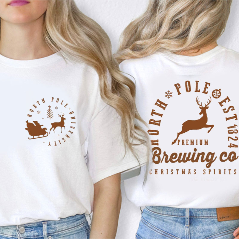 North Pole Christmas Spirit Teacher Two Sided T-Shirt