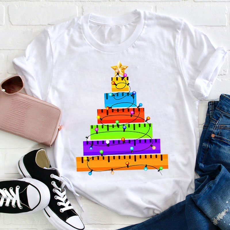 Ruler Christmas Tree Teacher T-Shirt