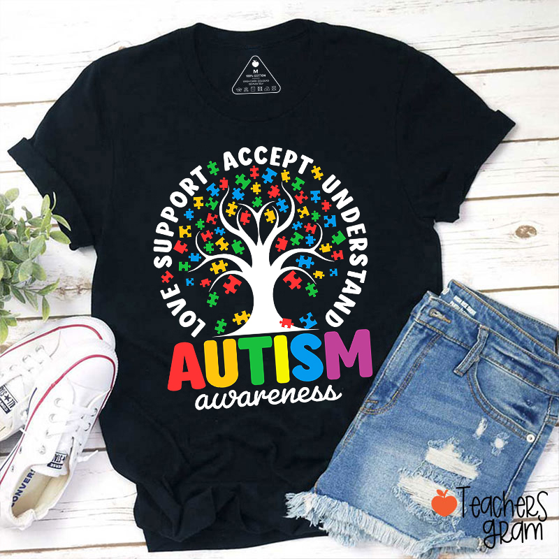 Tree Of Life Autism Awareness Teacher T-Shirt