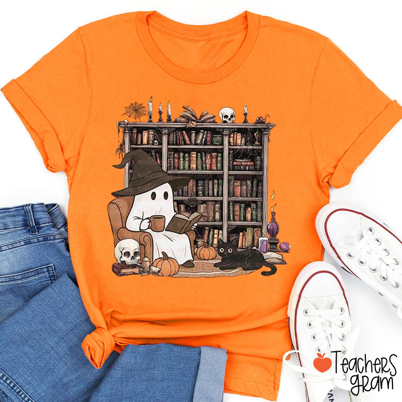 Reading Books On Halloween Teacher T-Shirt