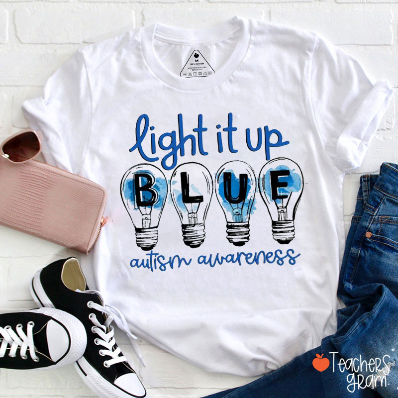 Light It Up Autism Awareness Teacher T-Shirt