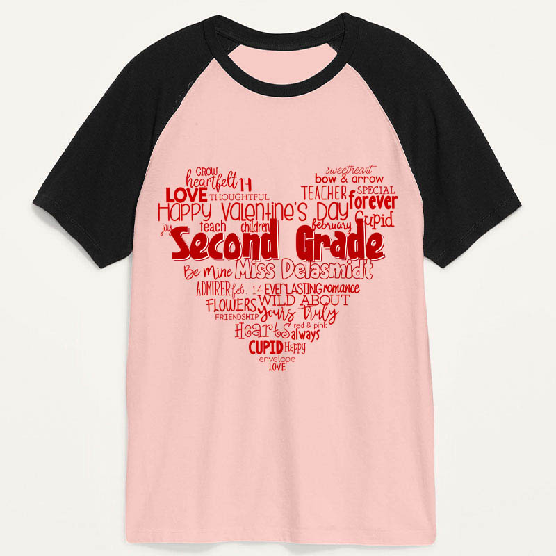 Personalized Teacher's Valentine's Day Teacher Raglan T-Shirt