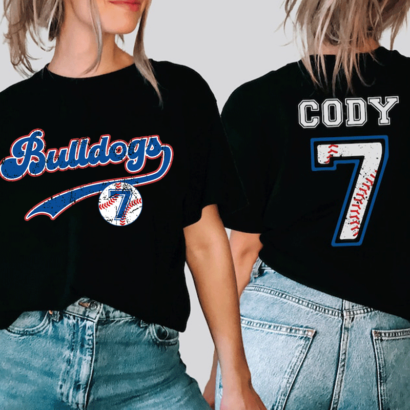 Personalized Baseball Name And Number Teacher Two Sided T-Shirt