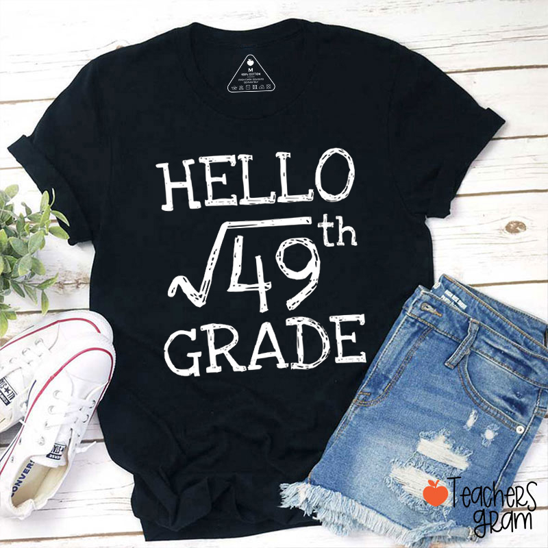 Personalized Grade Square Root Teacher T-Shirt