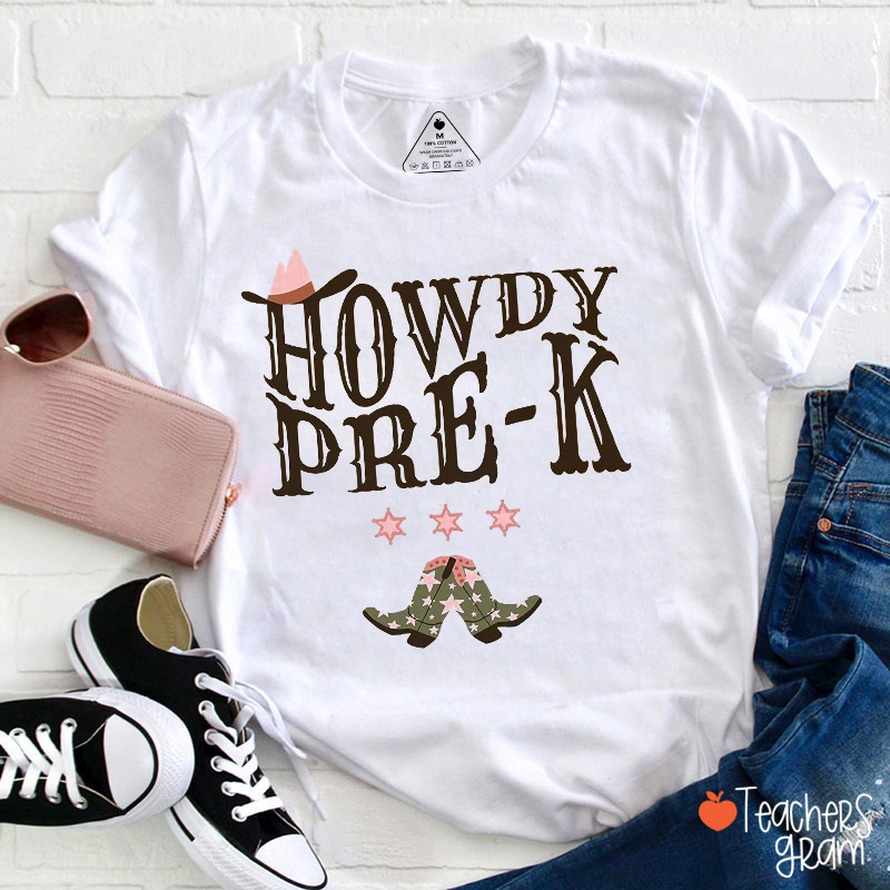 Personalized Grade Howdy Western Cowboy Teacher T-Shirt