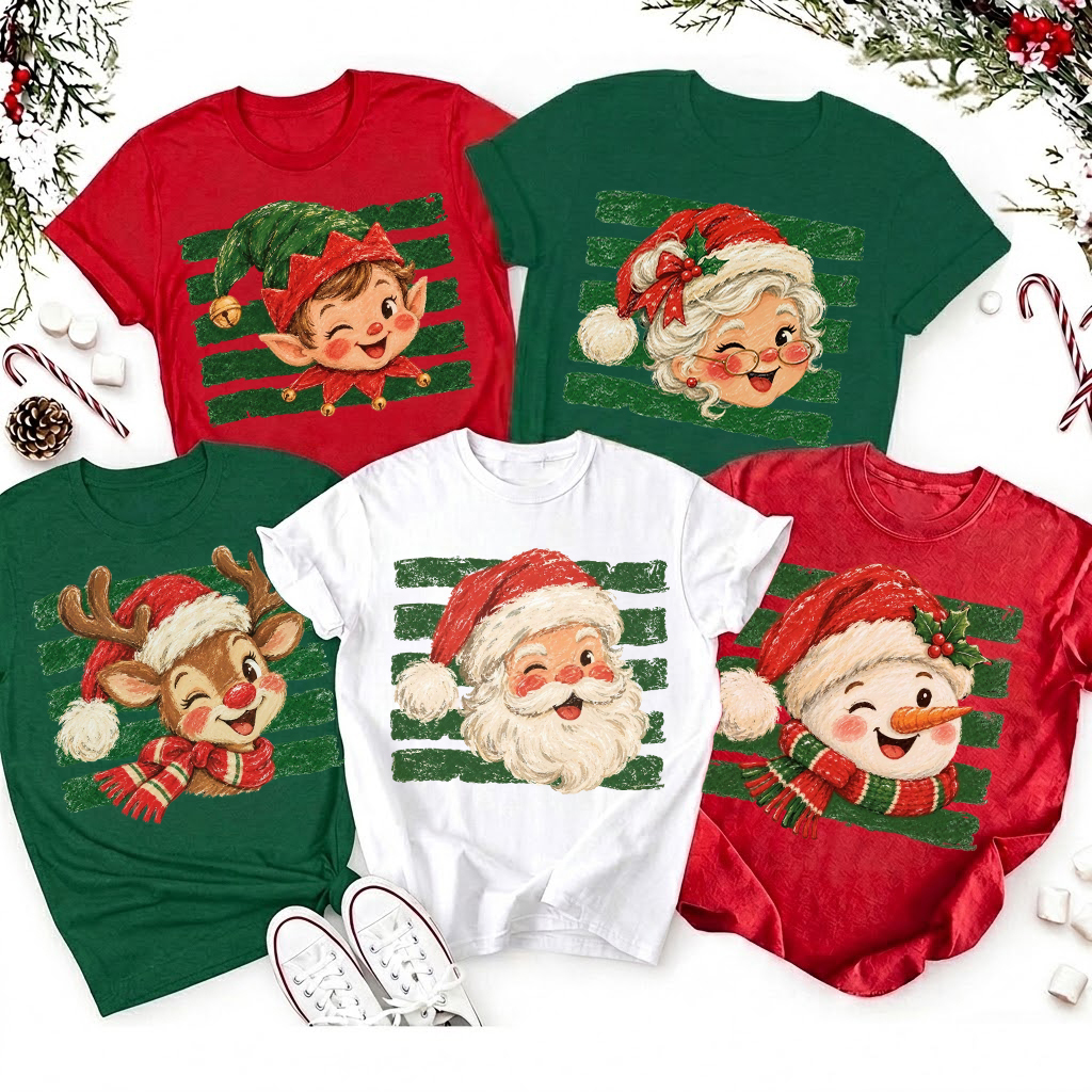 Personalized Santa And Friends Matching Christmas Teacher T-Shirt