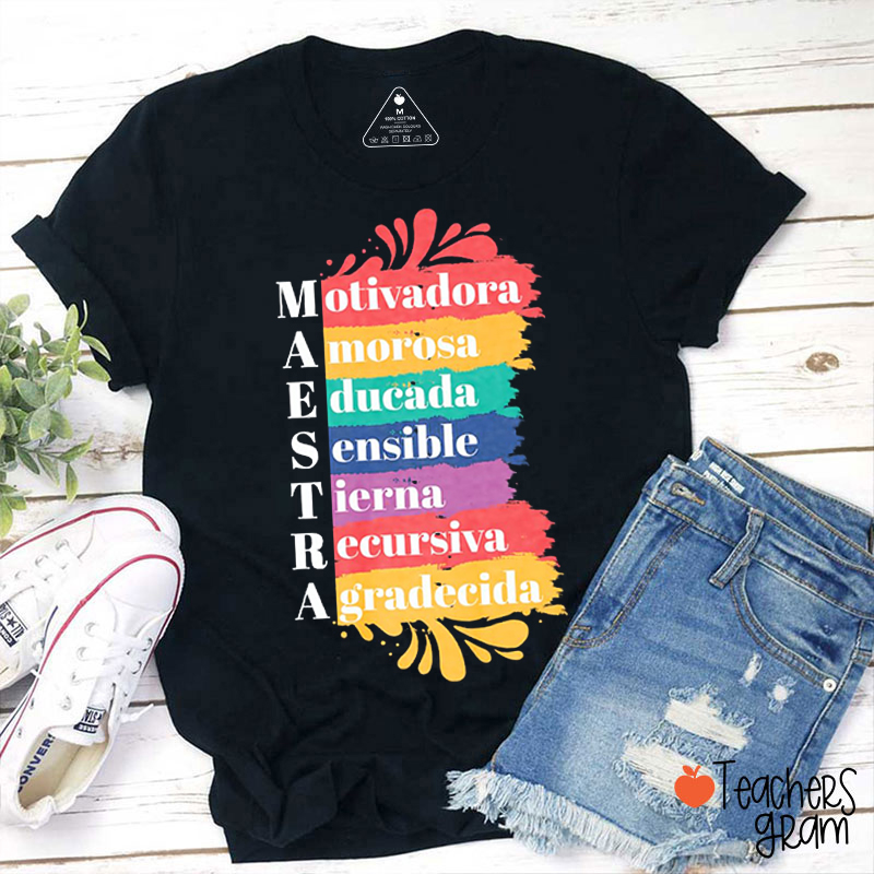 Maestra Inspiracion Regalos Para Maestra Bilingue Spanish Teacher T-Shirt