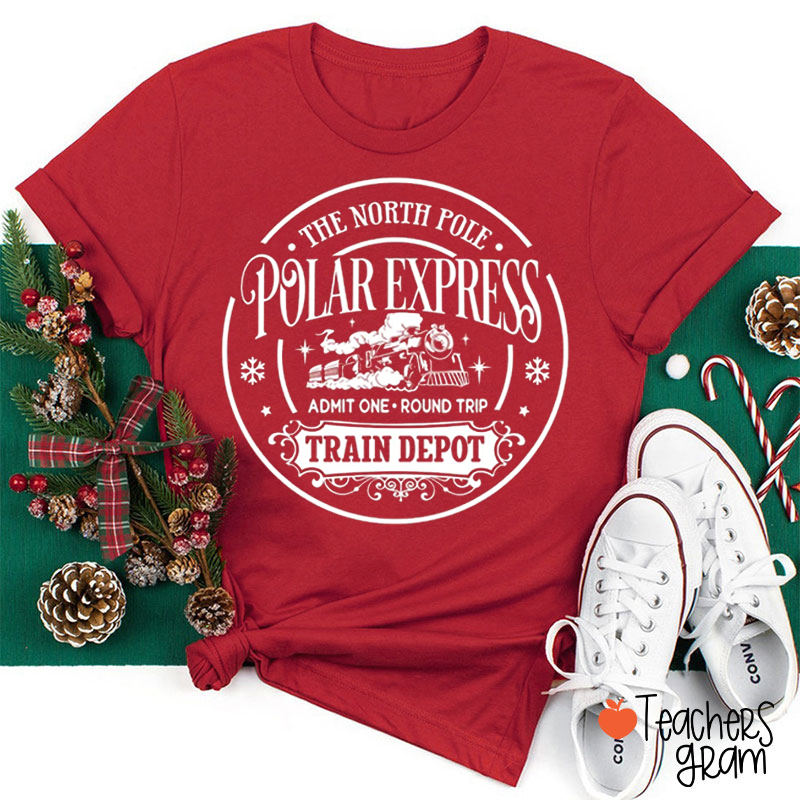 The North Pole Polar Express Teacher T-Shirt