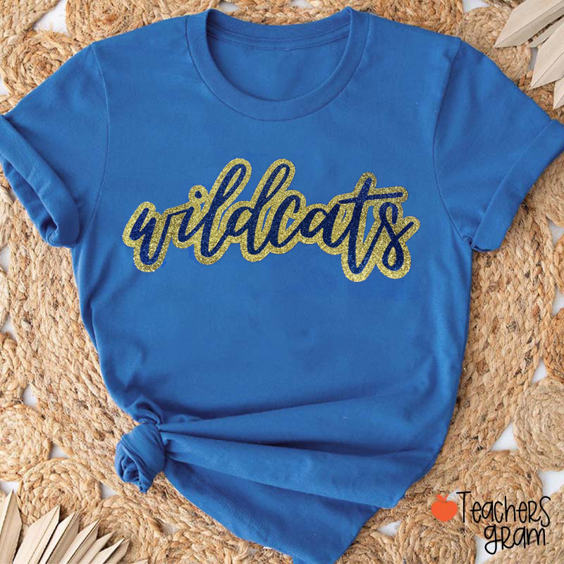 Personalized Mascot Glliter Contrast Color Design Teacher T-Shirt