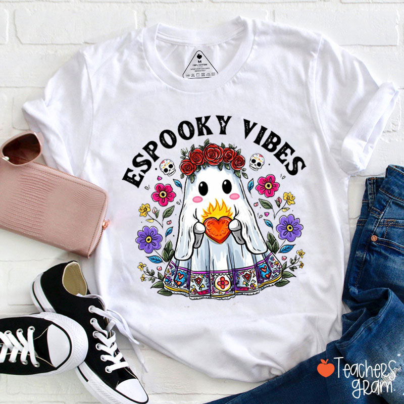 Espooky Vibes Mexican Conchas Ghost Teacher T-Shirt