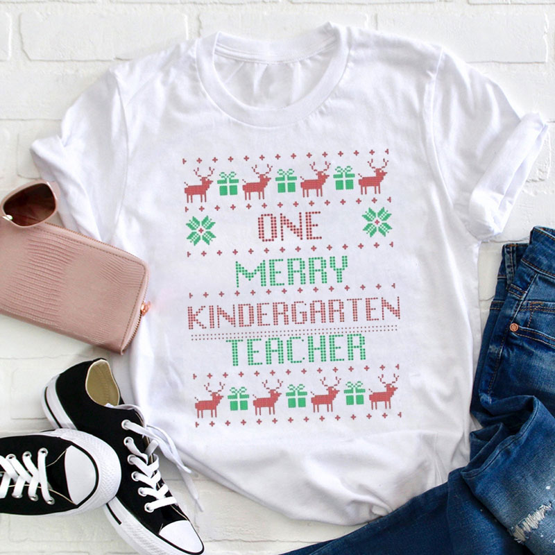 Personalized One Merry Teacher T-Shirt