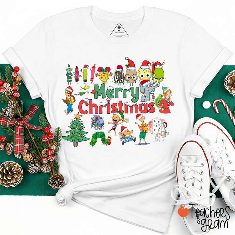 Merry Christmas Children's Books Teacher T-Shirt