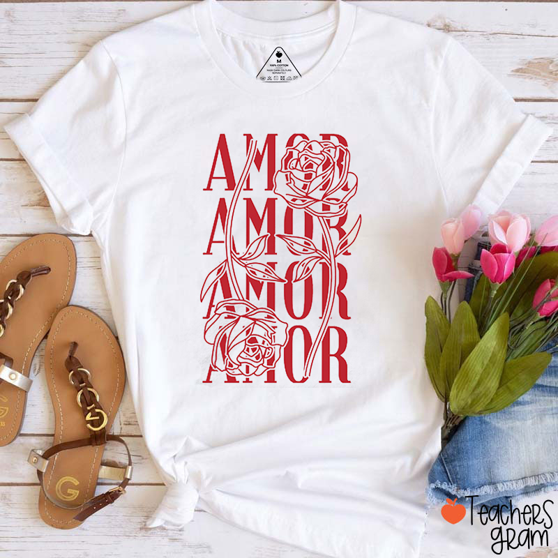 Amor Valentine Spanish Teacher T-Shirt