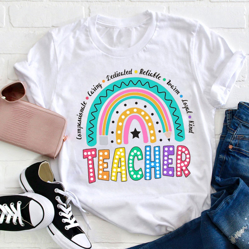 Colorful Rainbow Lights Teacher T-Shirt