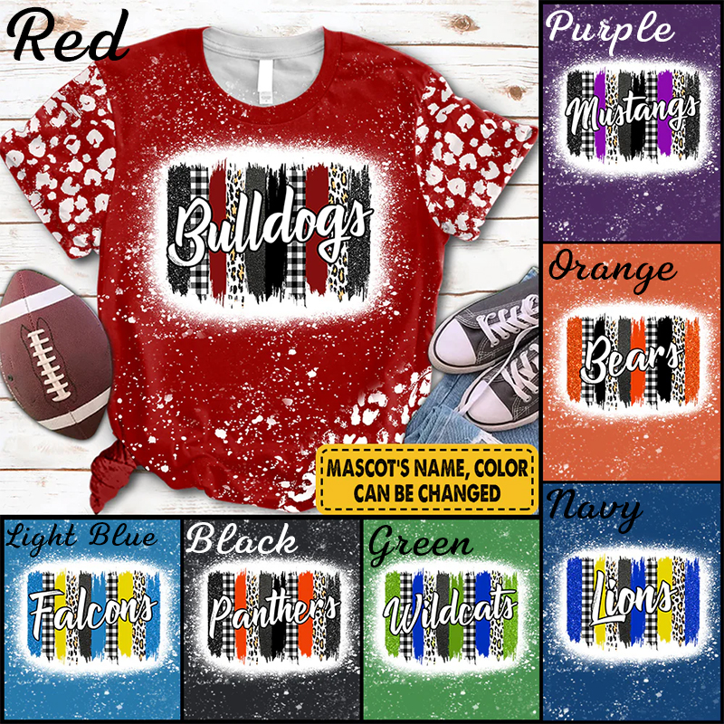 Personalized  Leopard Plaid Mascot Teacher Printed T-Shirt