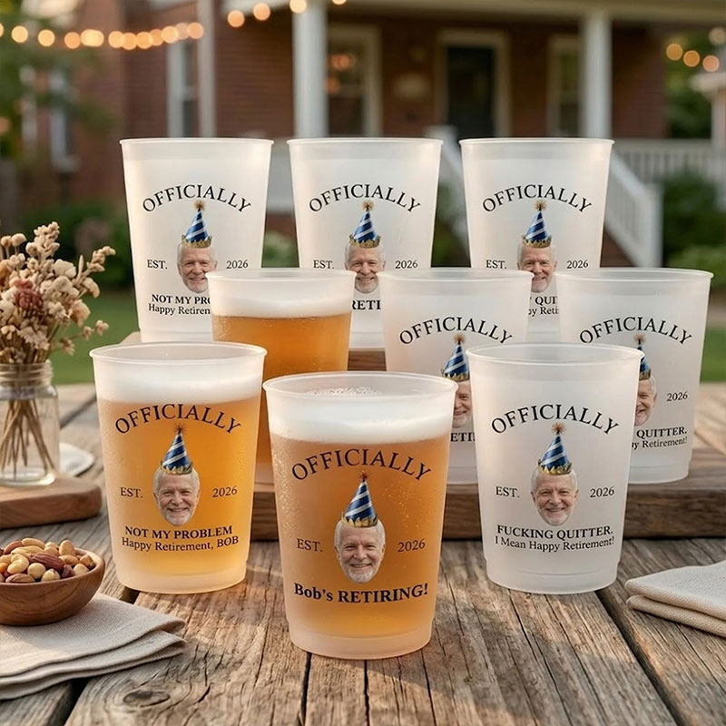 Personalized Officially Retired Teacher Plastic Cup