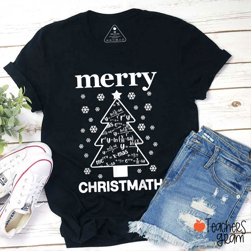 Merry Christmath Tree Math Teacher T-Shirt