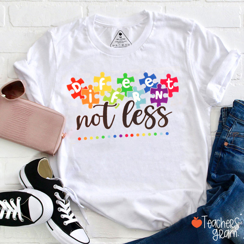 Different Not Less Autism Puzzle Teacher T-Shirt