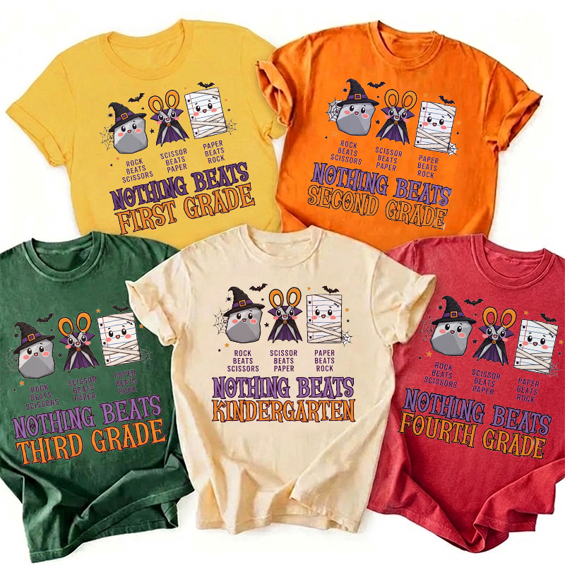 Personalized Spooky School Rock Paper Scissors Teacher T-Shirt